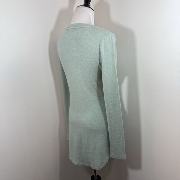 Pure + Good Anthropologie Sweater Top S Belted Tie Waist Ruched Pistachio Cozy - Picture 3 of 11